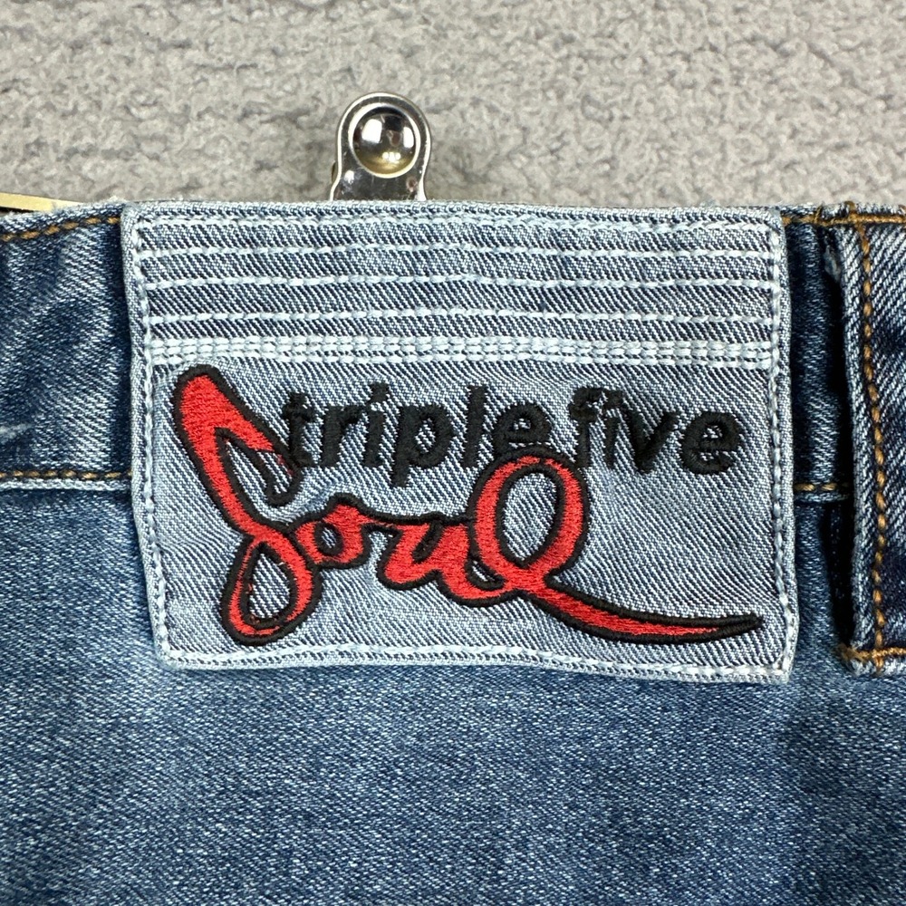 Triple Five Soul Shorts Men 32x13 Blue Medium Wash Jorts Denim Jean 555 Soul Y2K - Picture 5 of 15
